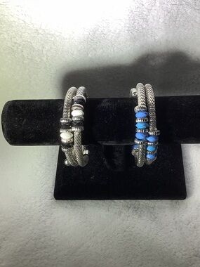 Set of two Silver Mesh Coil Bracelets